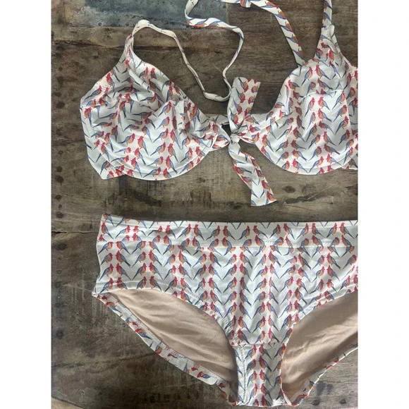 J. Crew Swim Bird Print Two Piece Swim Suit - Picture 3 of 9